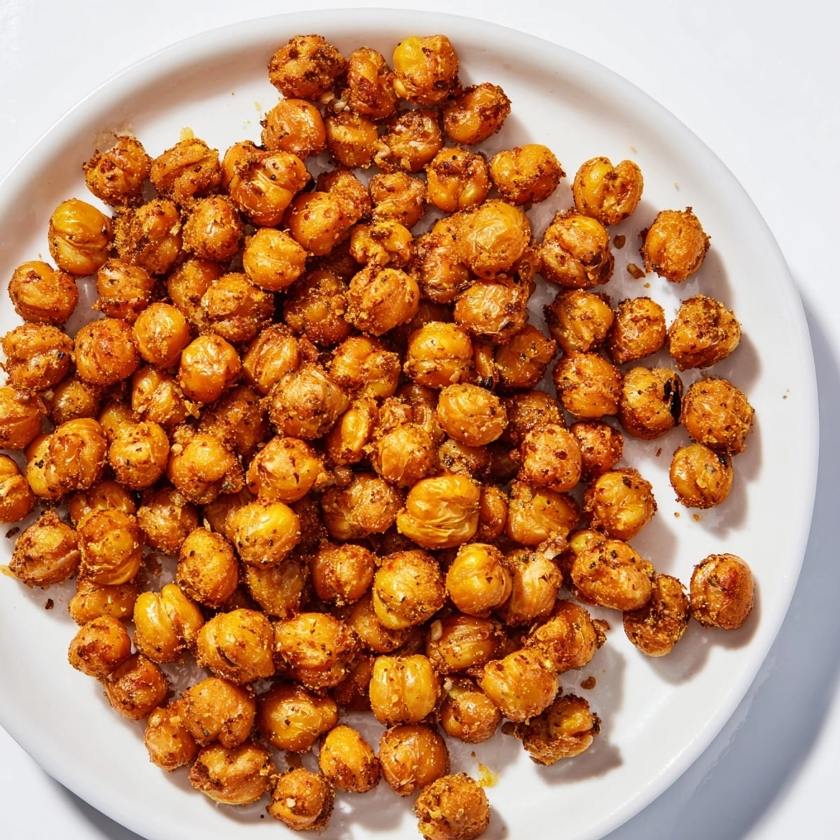 Crispy ranch roasted chickpeas, golden-brown and seasoned, ready for snacking during game night.