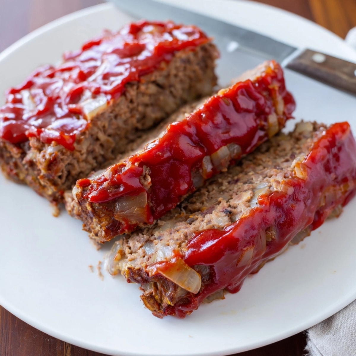 Homemade homestyle meatloaf recipe, fresh out of the oven, steaming and fragrant.