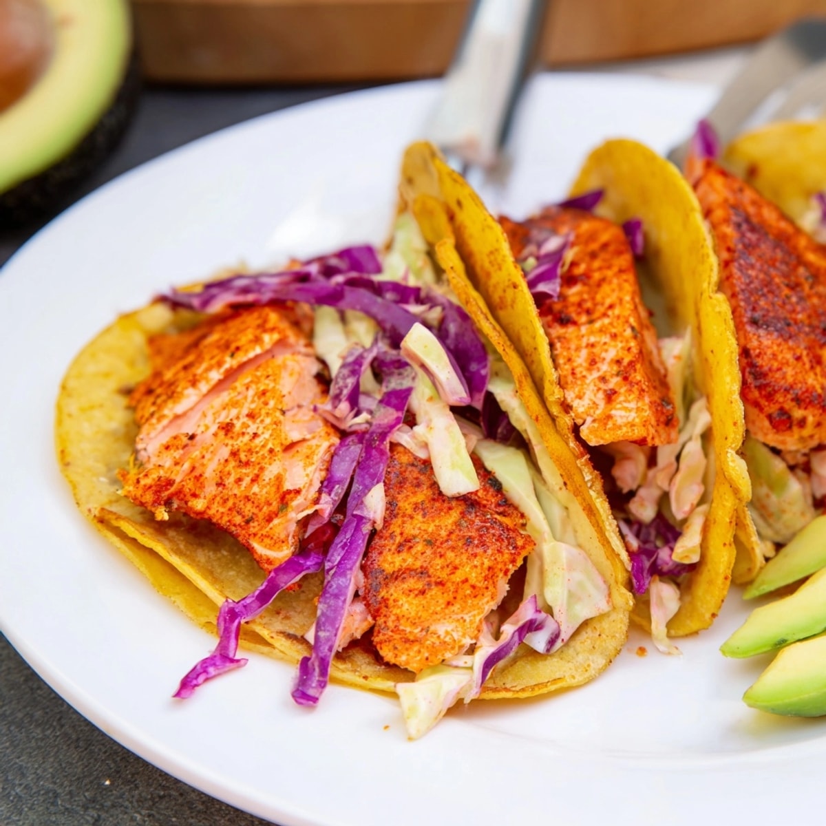 Making Cajun Salmon Tacos: Spicy, tender salmon prepared for delicious, easy weeknight dinner.