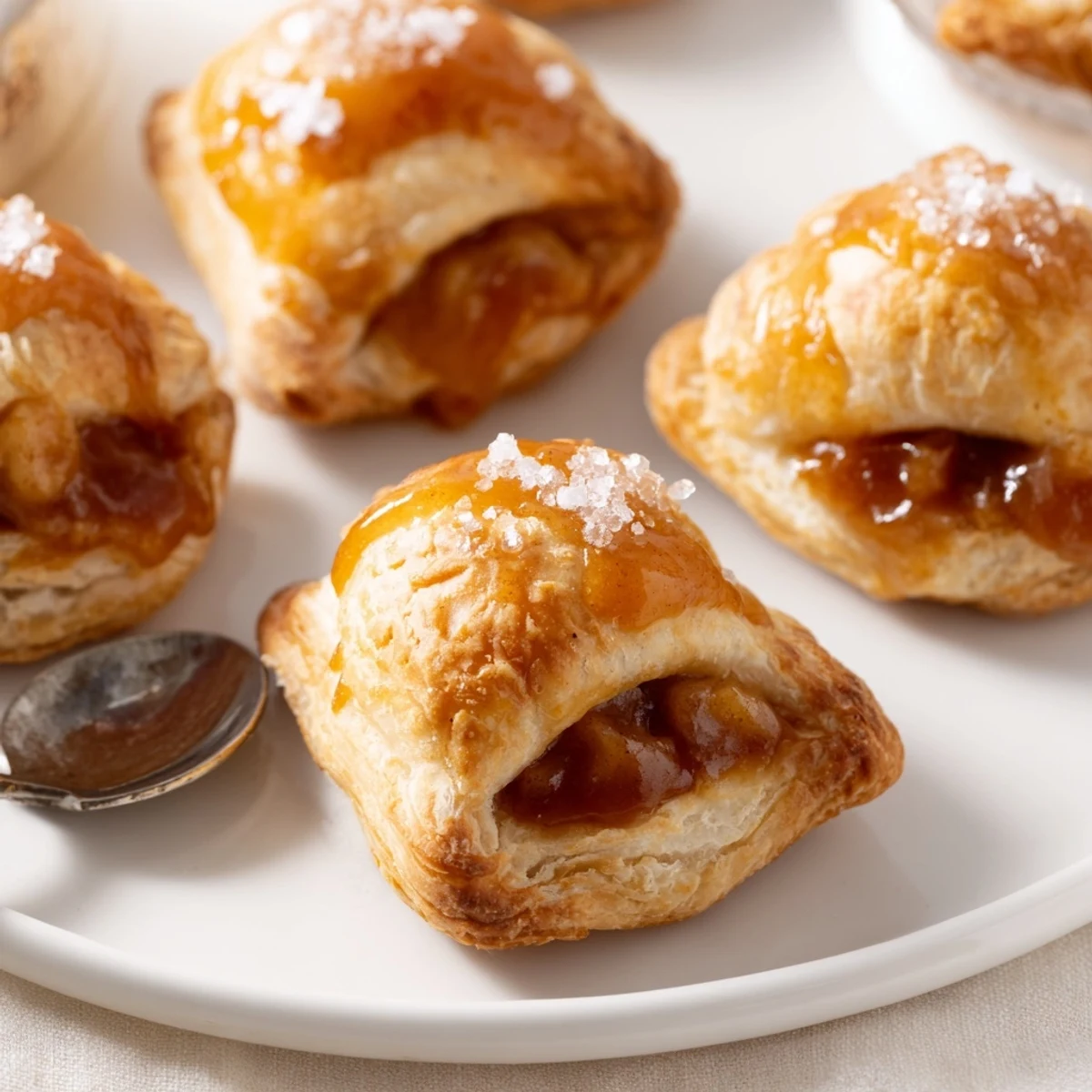 Delicious apple caramel pastry bites, golden brown and ready to serve warm.  