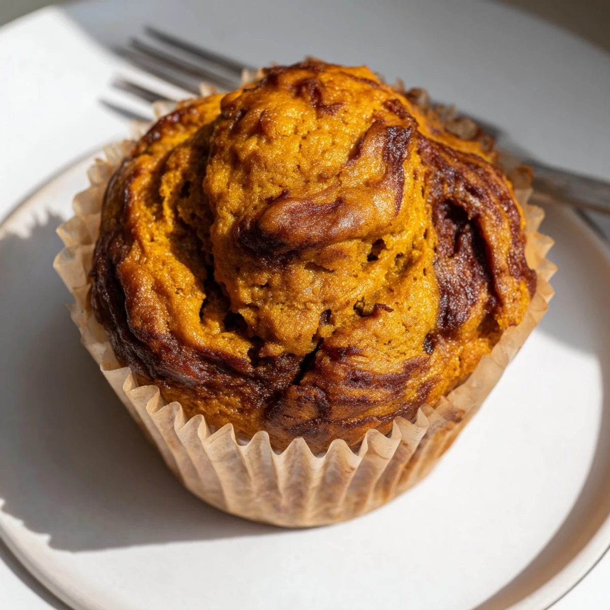 Delicious gingerbread pumpkin muffin swirls, blending warm spices in each hearty bite.