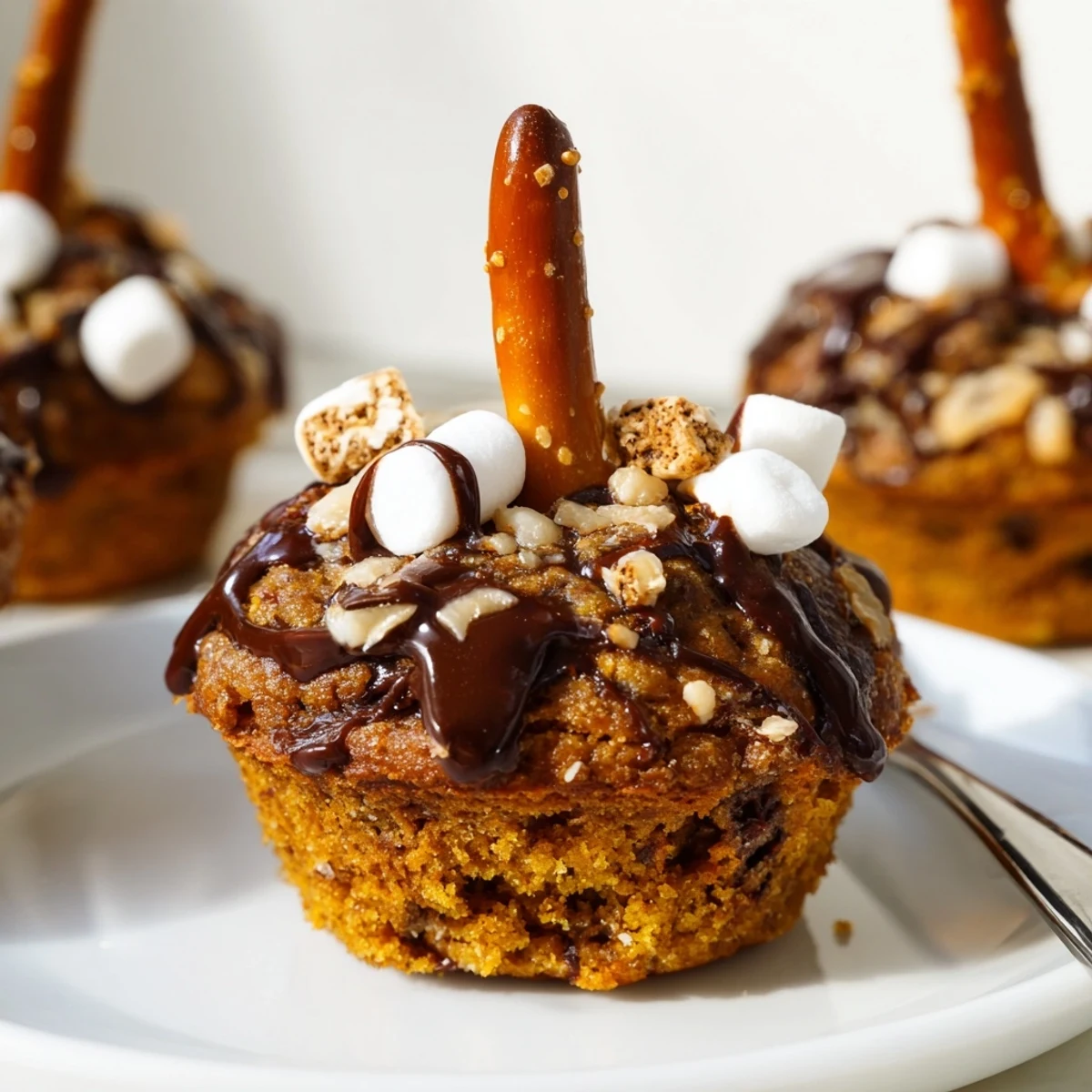 Smores Pumpkin Pretzel Muffin