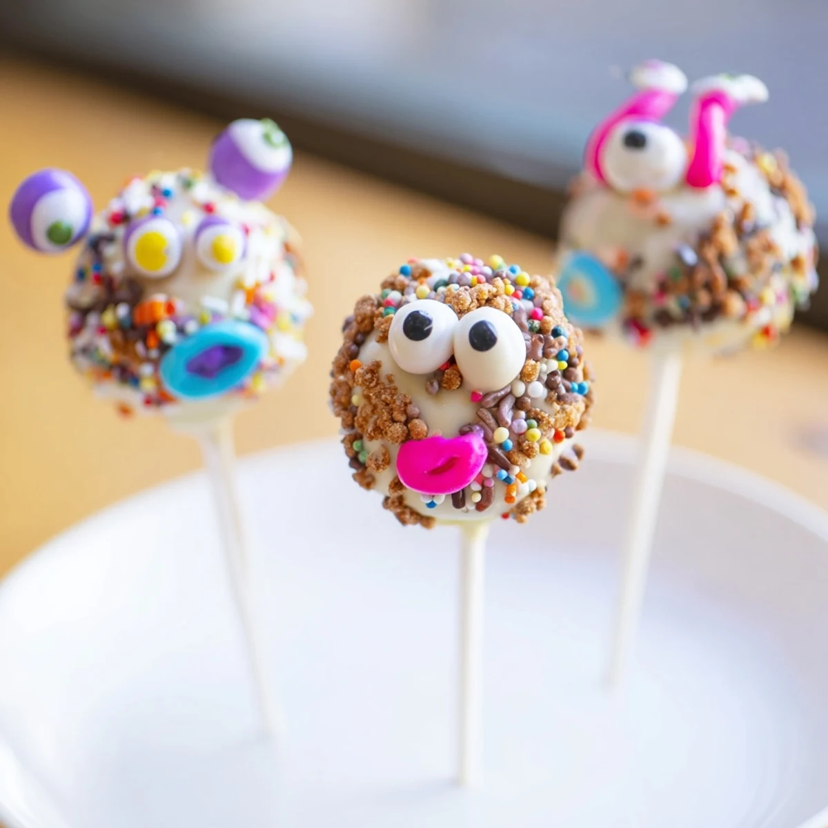 Cinnamon Sugar Monster Cake Pops ready for parties, featuring vibrant decorations and creativity.