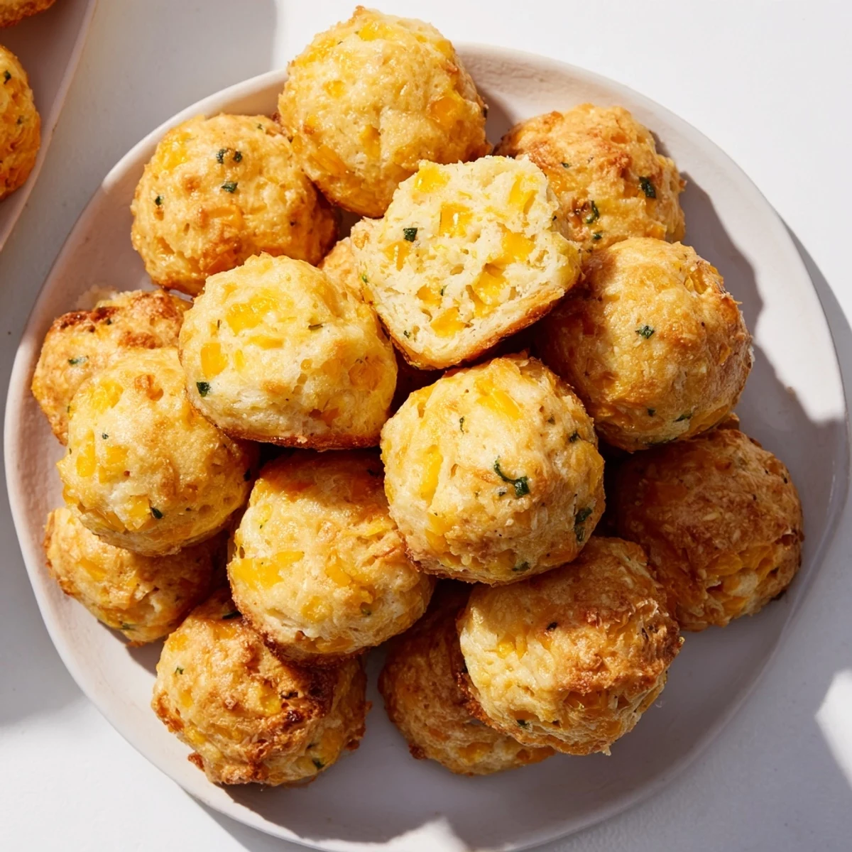 Golden biscuit balls bursting with cheddar and zesty jalapeño, ideal for appetizers.  