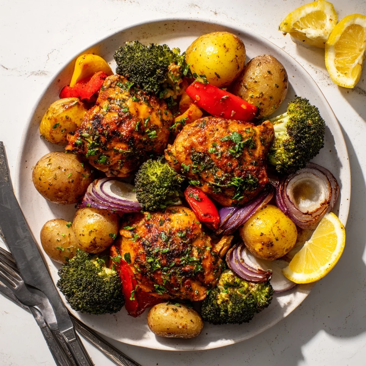 Vibrant Lazy Gourmet Chicken & Vegetable One-Pot with tender chicken and colorful veggies.  