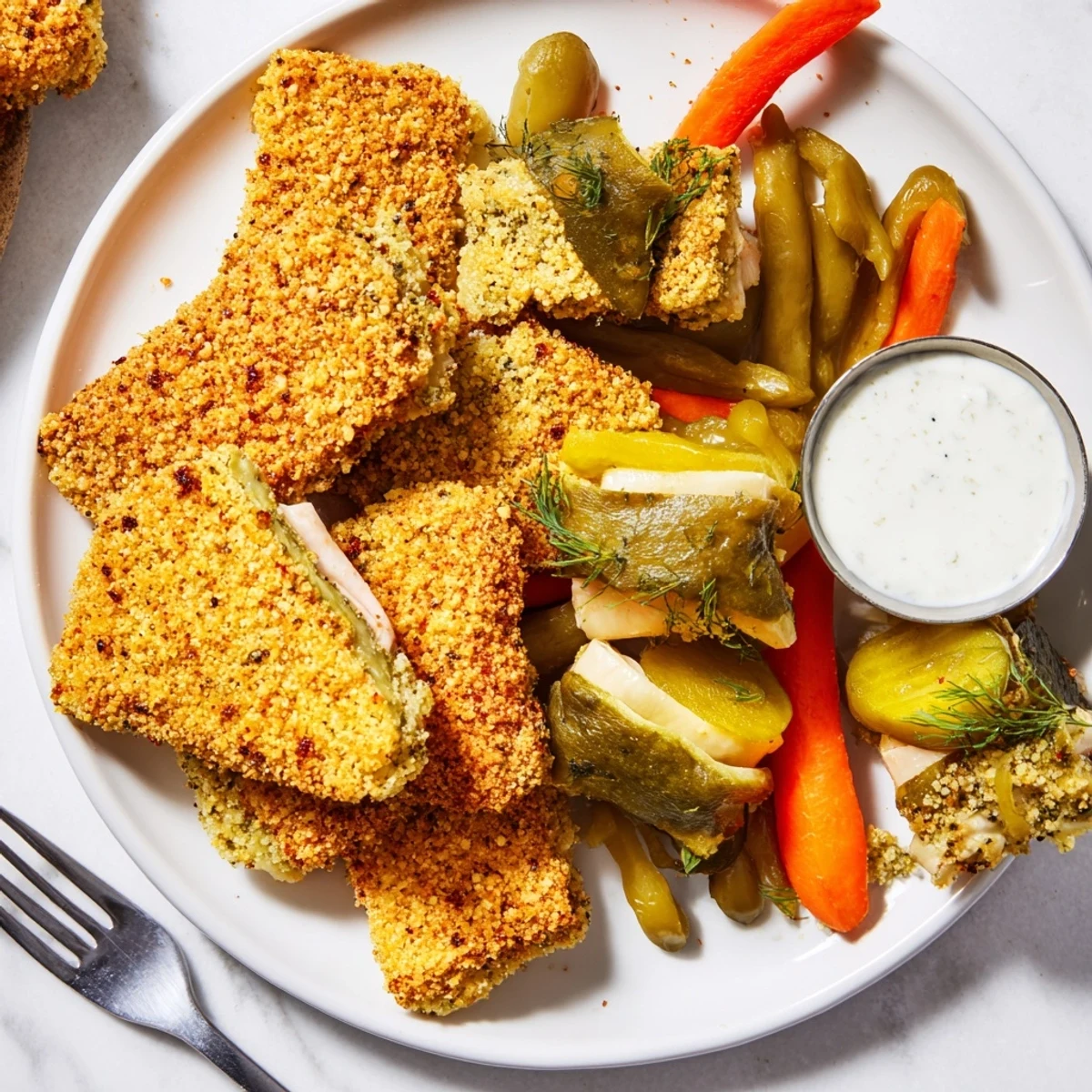 A colorful platter of fried pickles and pickled-wrapped bites awaits pickle enthusiasts.  