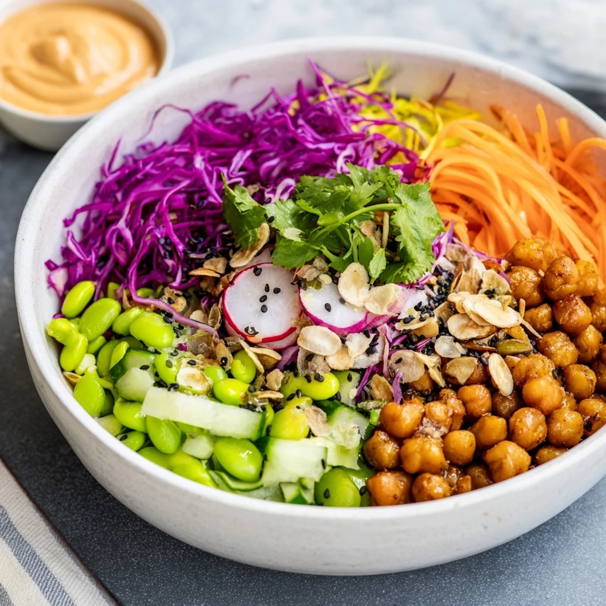 Vibrant ASMR Crunch Snack Bowls showcasing fresh ingredients for a delightful crunch experience.  