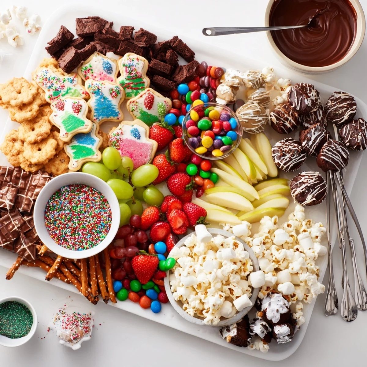 A vibrant dessert board with themed snacks and sweet treats for gatherings.  