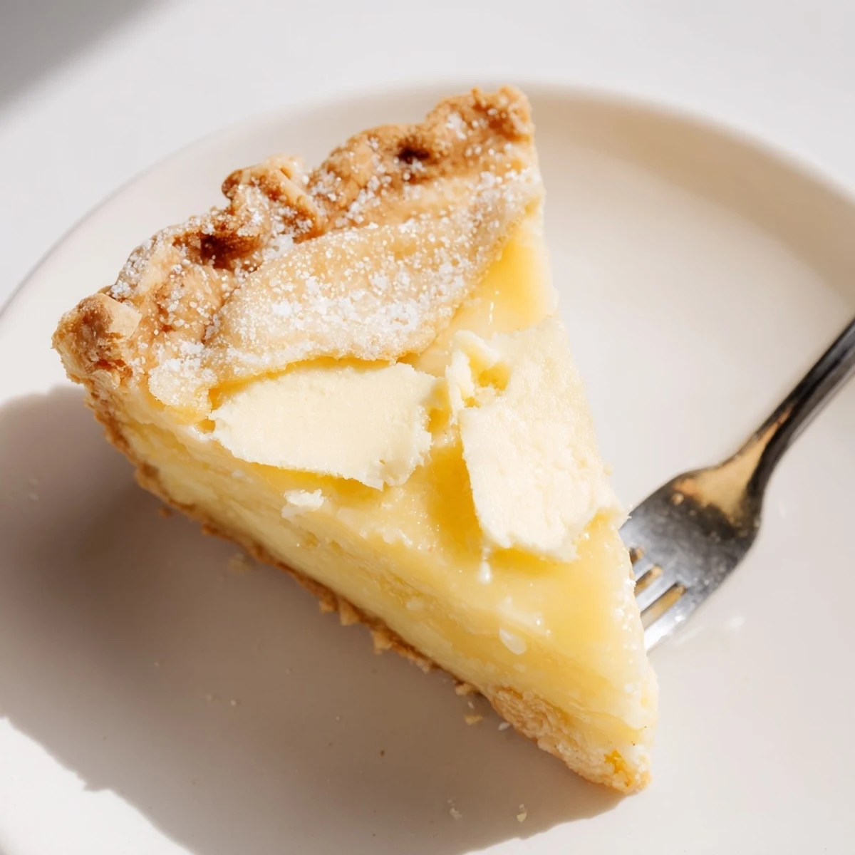 Water Pie showcases a delicate vanilla filling, perfect for a comforting treat.  