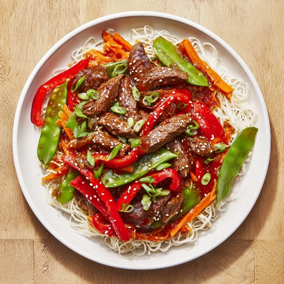 A savory Teriyaki Beef & Noodle Bowl bursting with colorful vegetables and tender beef, perfect for dinner tonight.