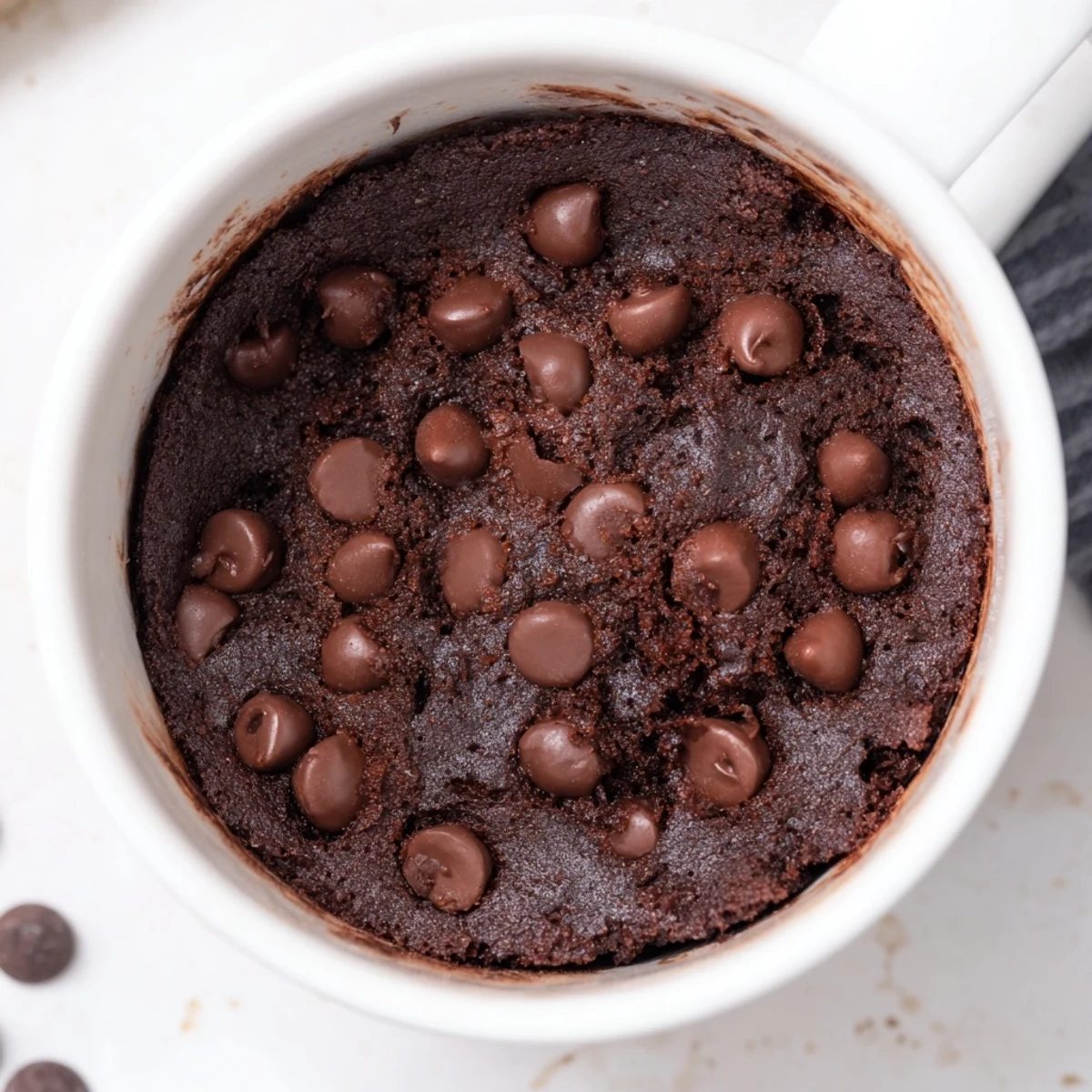 Freshly baked Microwaved Mug Cake, a single-serve chocolate treat, perfect for late-night cravings.