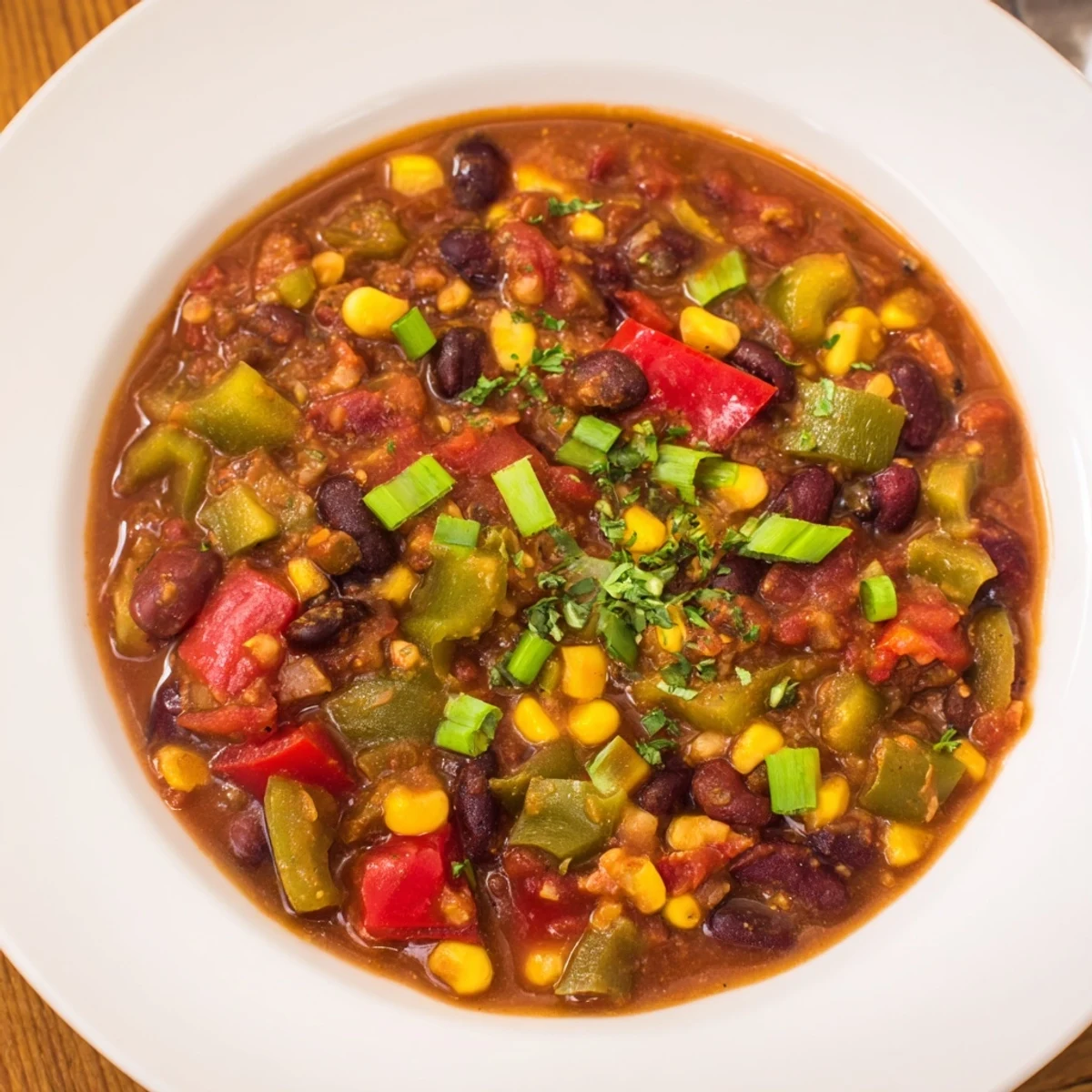 Rich and savory veggie chili offers a hearty, comforting, and spicy vegetarian dinner option.