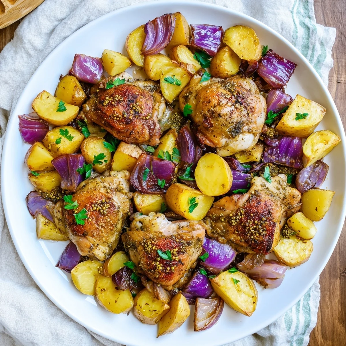 Golden, crispy Pan-Roasted Zaatar Chicken and Potatoes with fragrant herbs, perfect for dinner tonight.