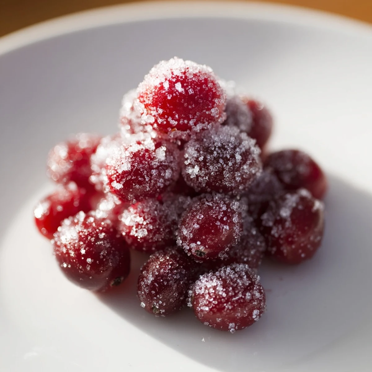 Freshly made 5-Minute Express Candied Cranberries, a treat with a delightful sugary crunch, ready to enjoy.