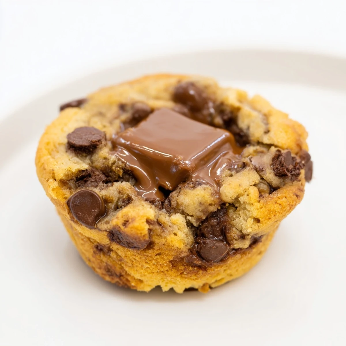 Air Fryer Gooey Cookie Cups bubbling in the air fryer, a chocolatey aroma fills the kitchen.