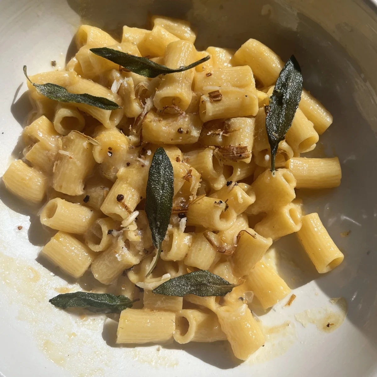 Tender ditalini pasta tossed with nutty, brown butter and crispy sage for this delicious dish.