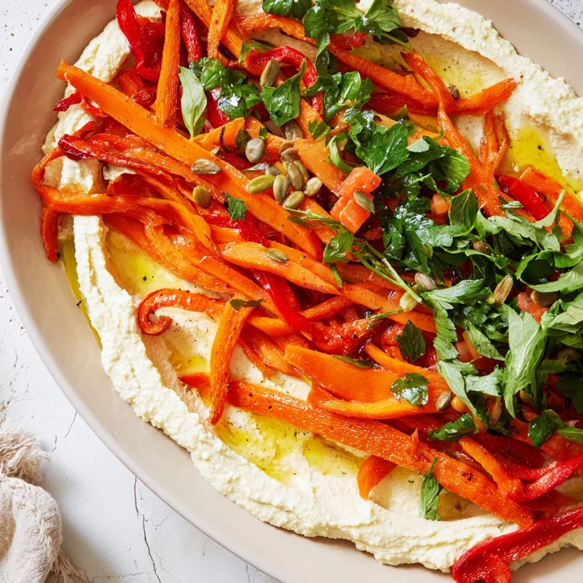 Snowflake Hummus & Roasted Veggie Wrap hack: golden, folded wraps filled with colorful roasted vegetables.