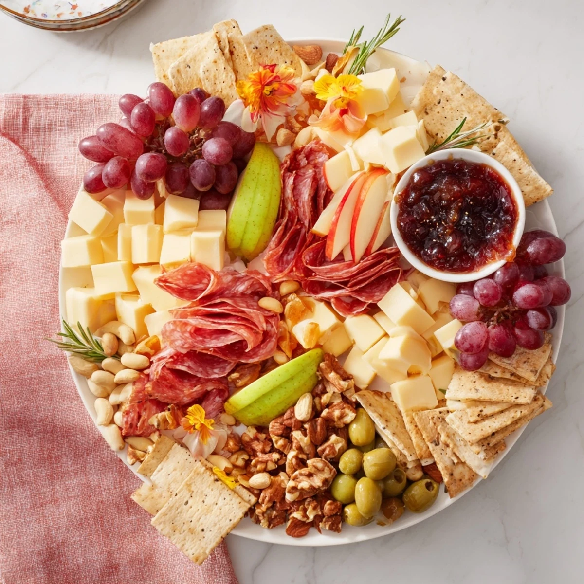 Vibrant Star-Shaped Appetizer Board with cheeses, meats, and fruits, perfect for holiday entertaining.