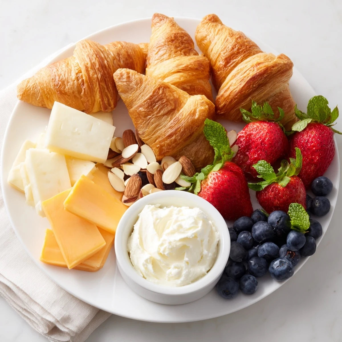 Gift Box Brunch Board overflowing with fresh fruits, cheeses, and baked goods for festive sharing.