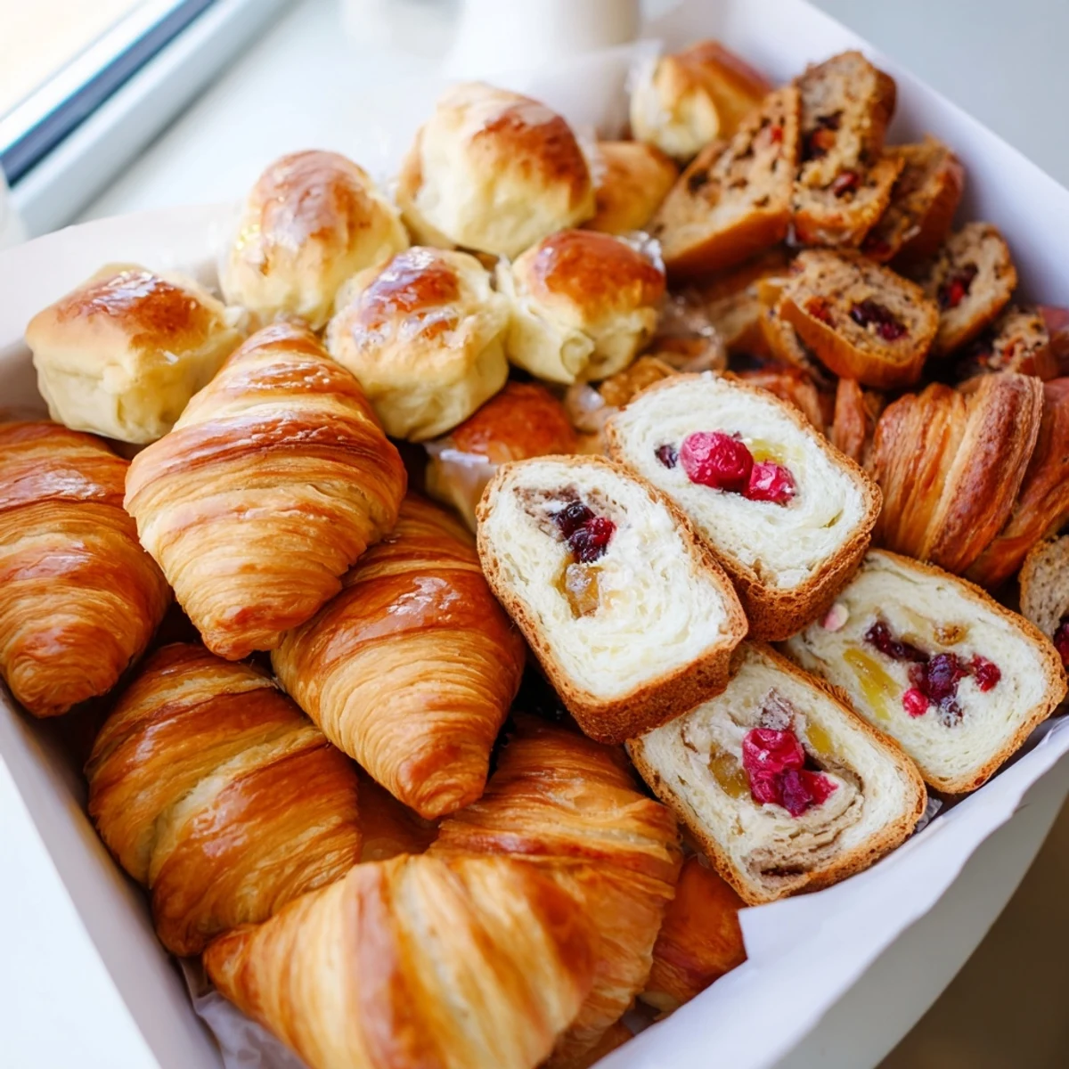 Christmas Brunch Gift Box overflowing with sweet and savory treats, perfect for a festive brunch spread.