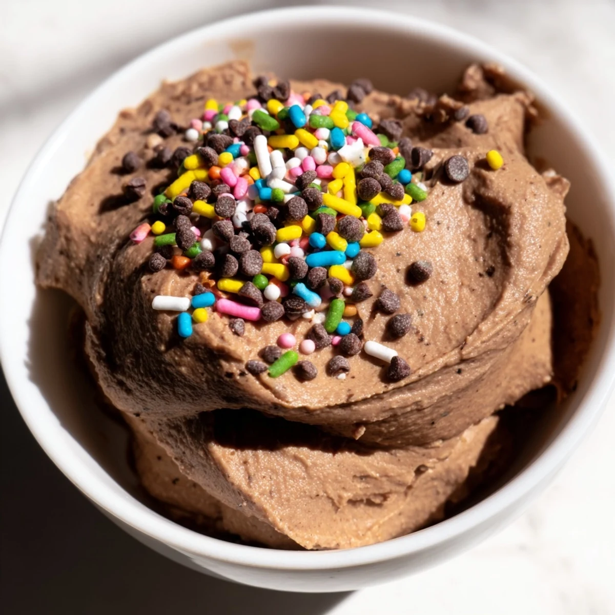 Thick, decadent Festive Tree Brownie Dip topped with festive sprinkles, perfect for holiday dessert tables.