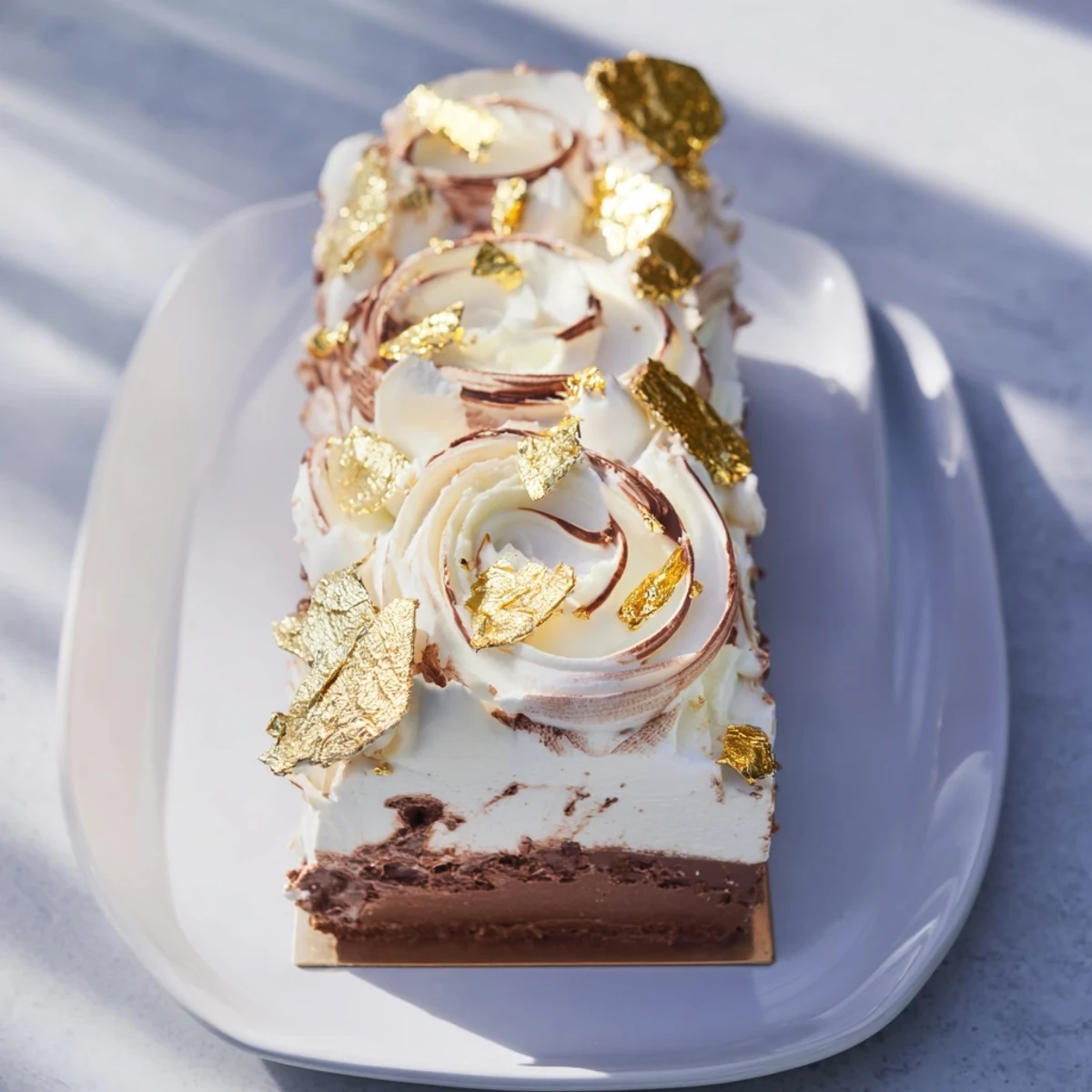 A visually balanced Golden Ratio Shell dessert with layers like mousse and jelly, perfect for special occasions.