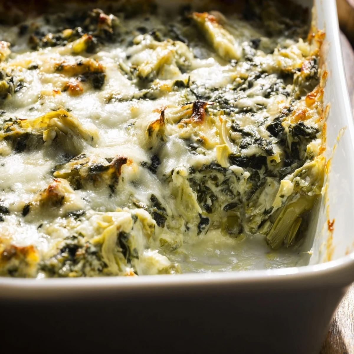 Creamy and delicious Cheesy Spinach Artichoke Dip, served with crispy tortilla chips for dipping.