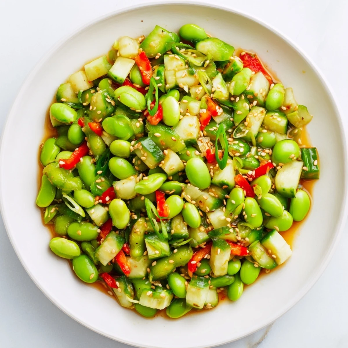 Fresh edamame salad with sesame seeds, a light and healthy Asian-inspired side dish.
