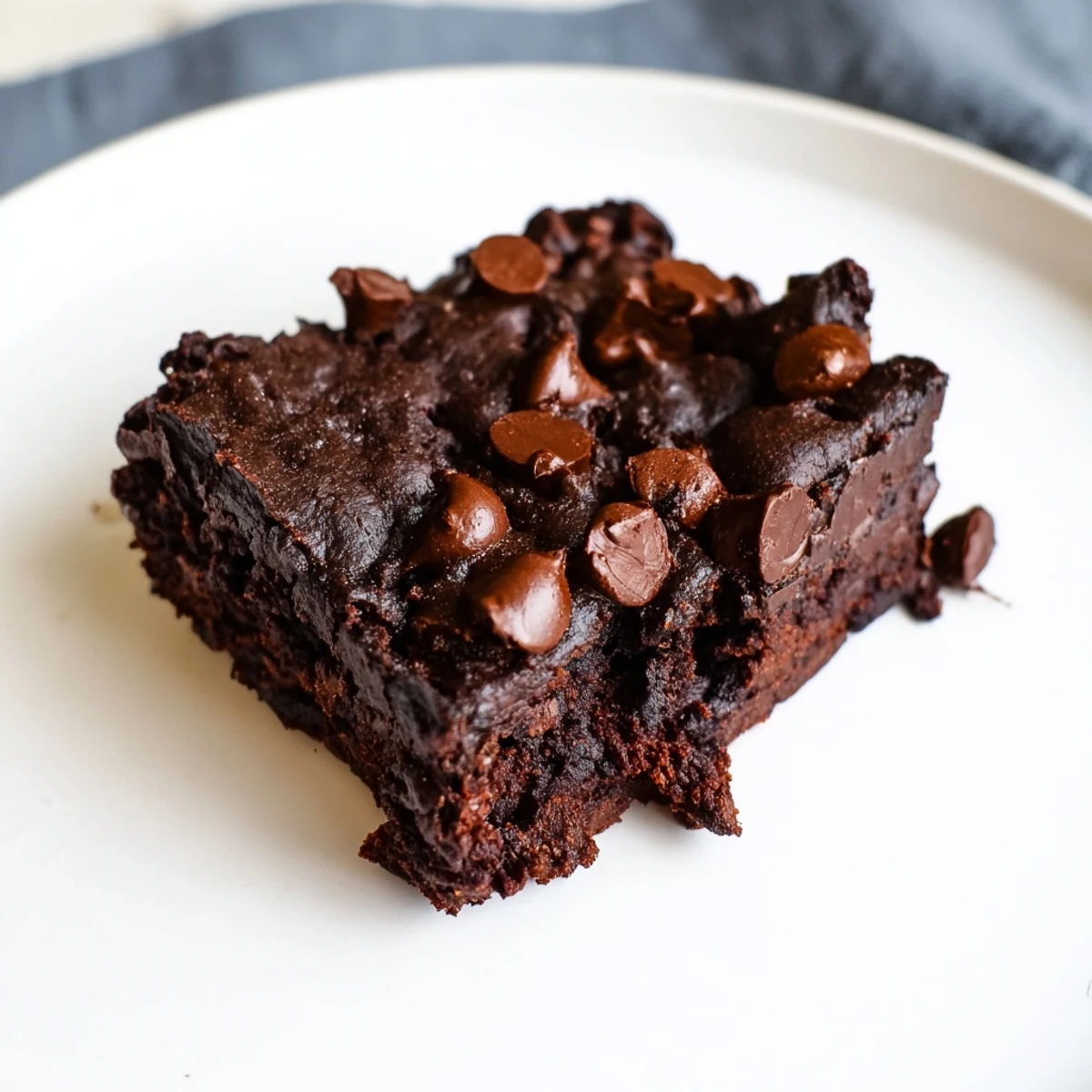A close-up of dark and delicious Greek yogurt brownies, offering a healthier chocolate indulgence.