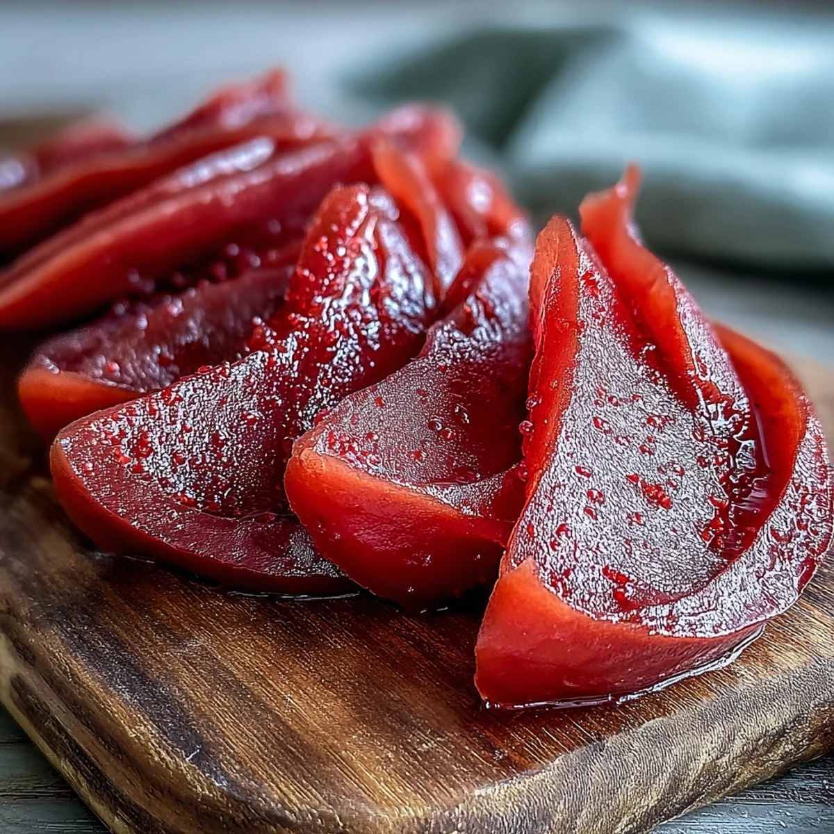 Smooth, thick guava paste being spooned from a pot onto a spatula for tasting.