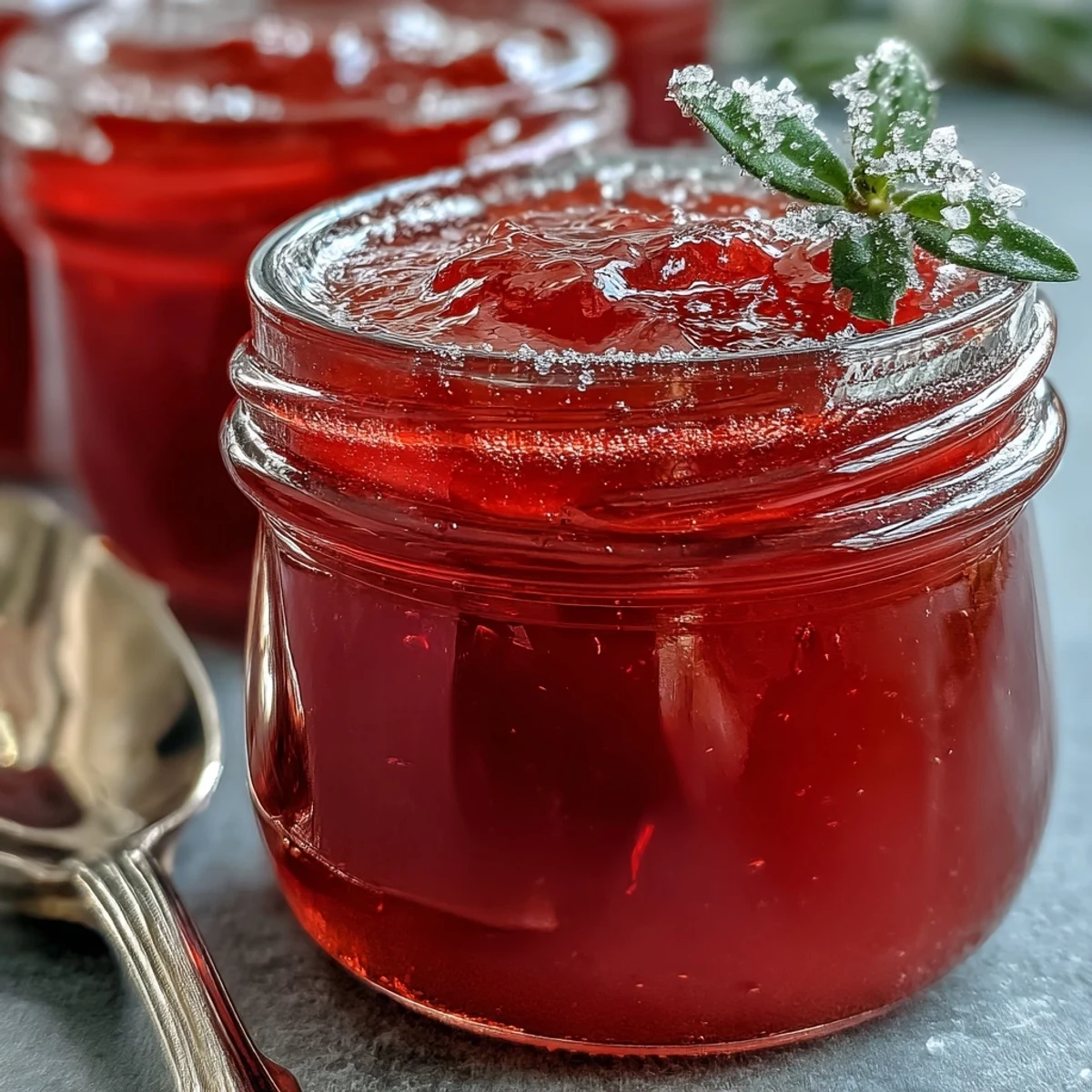 A glass jar filled with homemade guava jelly, its pinkish-red hue glowing beside warm toast and butter.