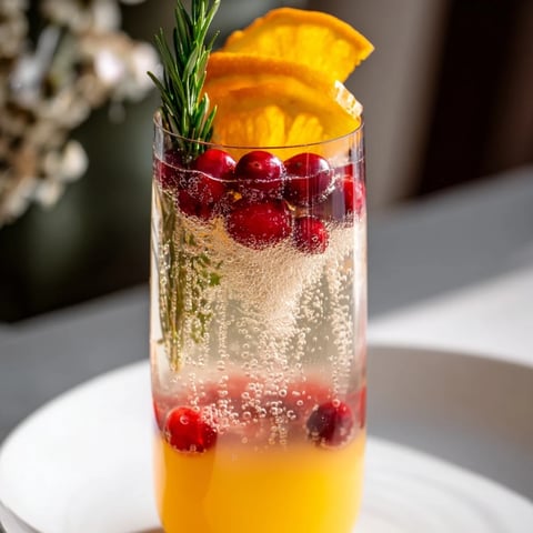 Snow Globe Mocktail with floating cranberries, a festive, non-alcoholic holiday beverage, looks refreshing.