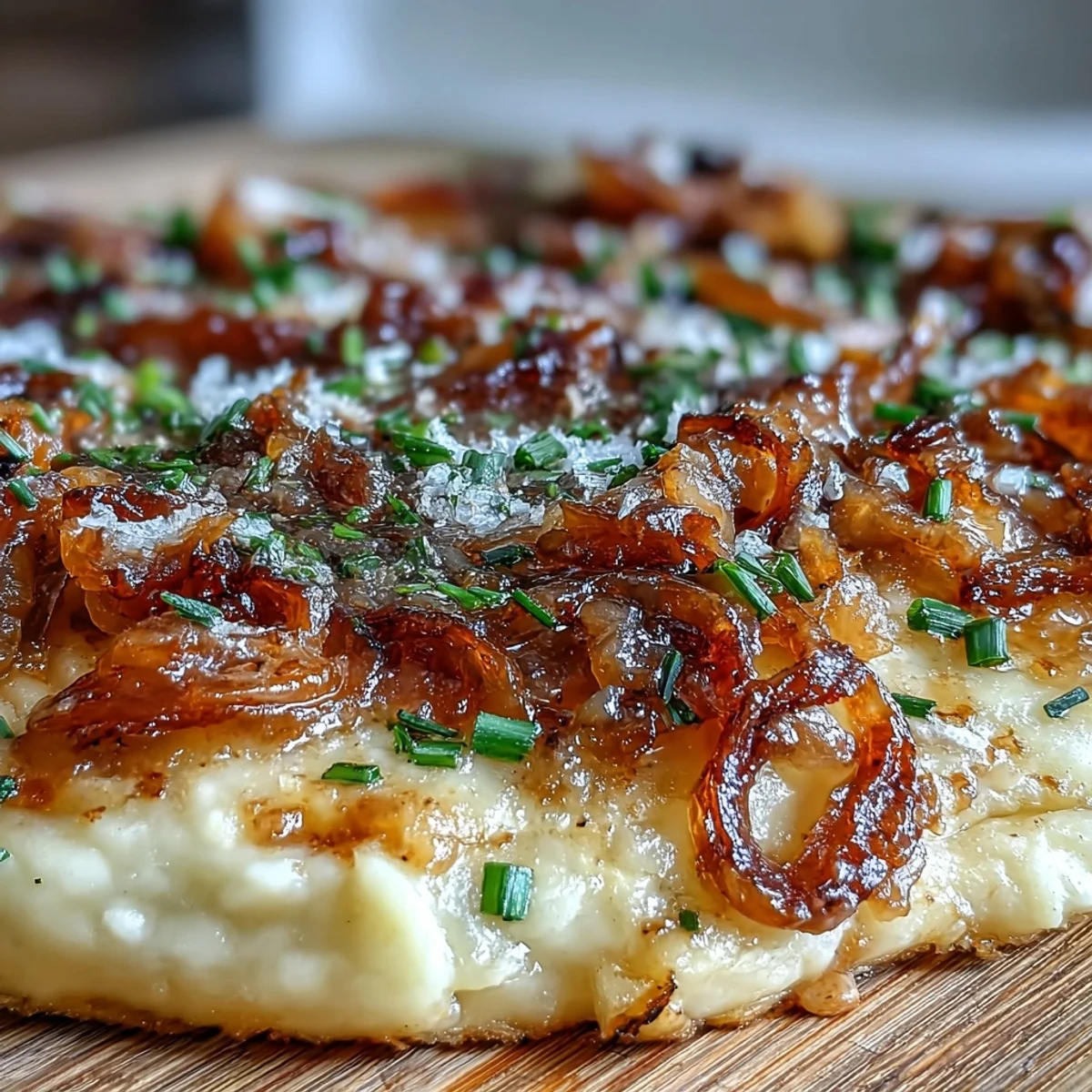 Caramelized Onion Butter Board: creamy butter swirled with golden caramelized onions, perfect for spreading on crisp crackers and baguette slices.  