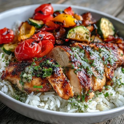 A wholesome Lemon Herb Roasted Chicken Bowl with golden chicken, colorful roasted vegetables, and fluffy grains, ready to serve for dinner.