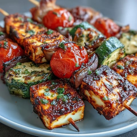 Grilled Veggie Halloumi Skewers