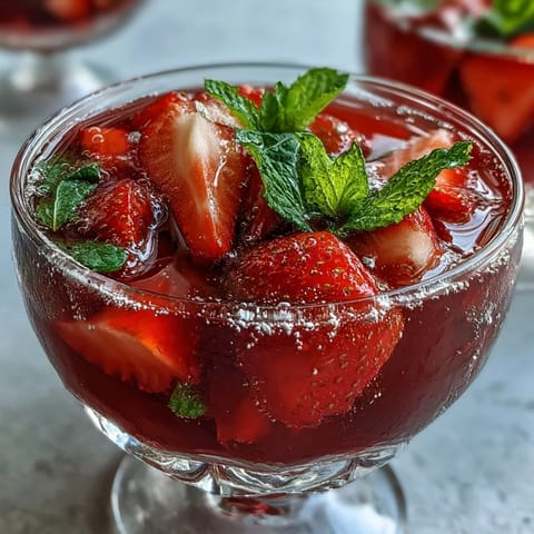 Vibrant strawberry daiquiri punch bowl filled with fresh strawberries, lime slices, and mint, perfect for spring celebrations.