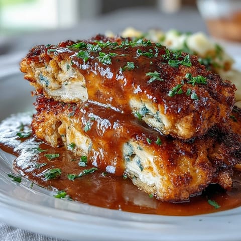 Soul Food Smothered Chicken with Onion Gravy, golden chicken simmered in rich, savory onion gravy, a comforting Southern classic.