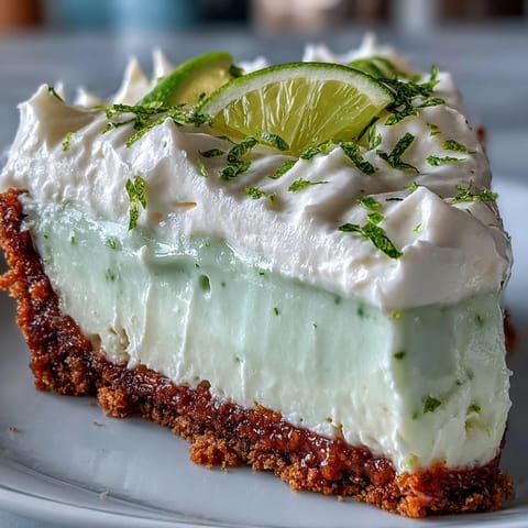 Tangy no-bake key lime pie, its graham cracker crust perfectly crumbly.