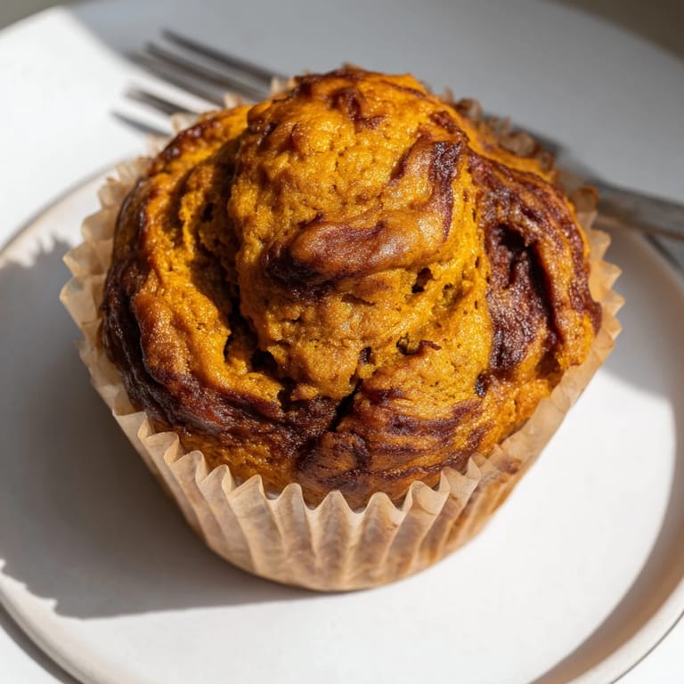 Delicious gingerbread pumpkin muffin swirls, blending warm spices in each hearty bite.