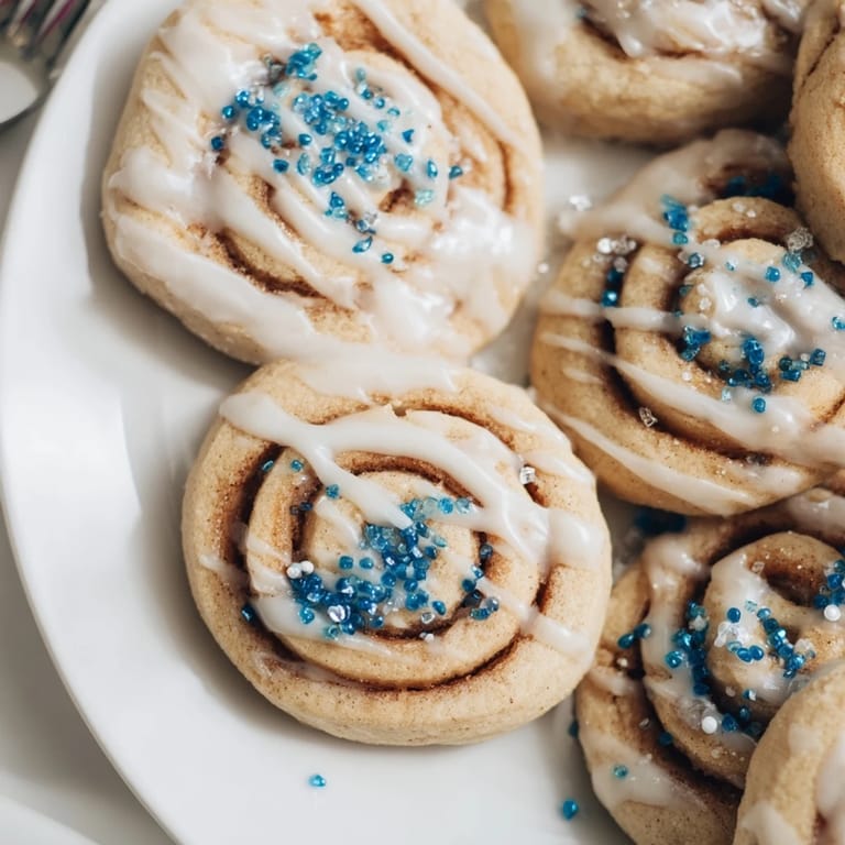 Festive Gingerbread Hanukkah Cinnamon Roll Cookies drizzled with sweet glaze for holiday joy.  