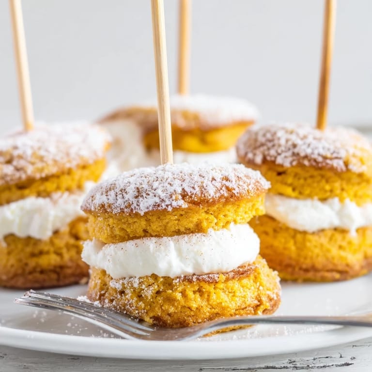 Colorful mini muffins on skewers, featuring sweet potato and cream cheese filling.  