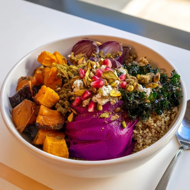 Warm spices and colorful toppings enhance this cozy Spiced Winter Bowl recipe beautifully.  