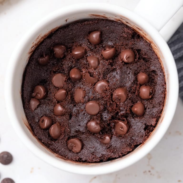 Freshly baked Microwaved Mug Cake, a single-serve chocolate treat, perfect for late-night cravings.