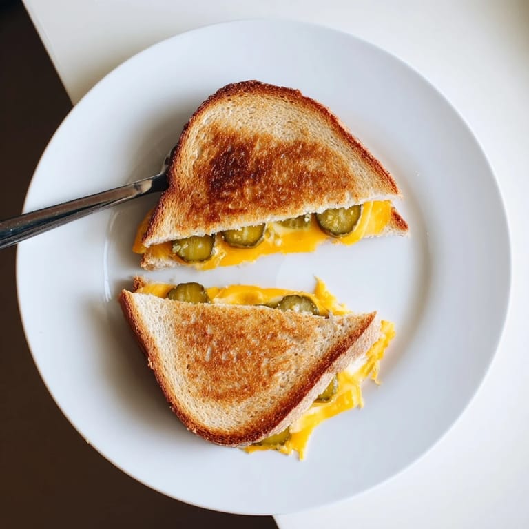 Golden, crispy bread surrounds the tangy pickles in this tempting gooey pickle grilled cheese.