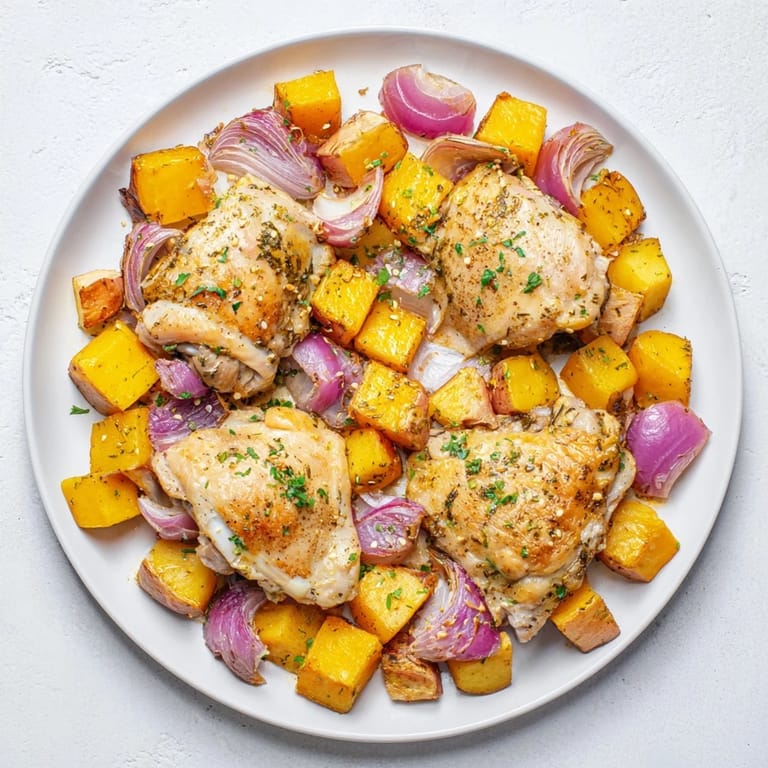 Juicy chicken thighs and roasted potatoes share a pan; this Zaatar Chicken boasts bold Middle Eastern flavors.