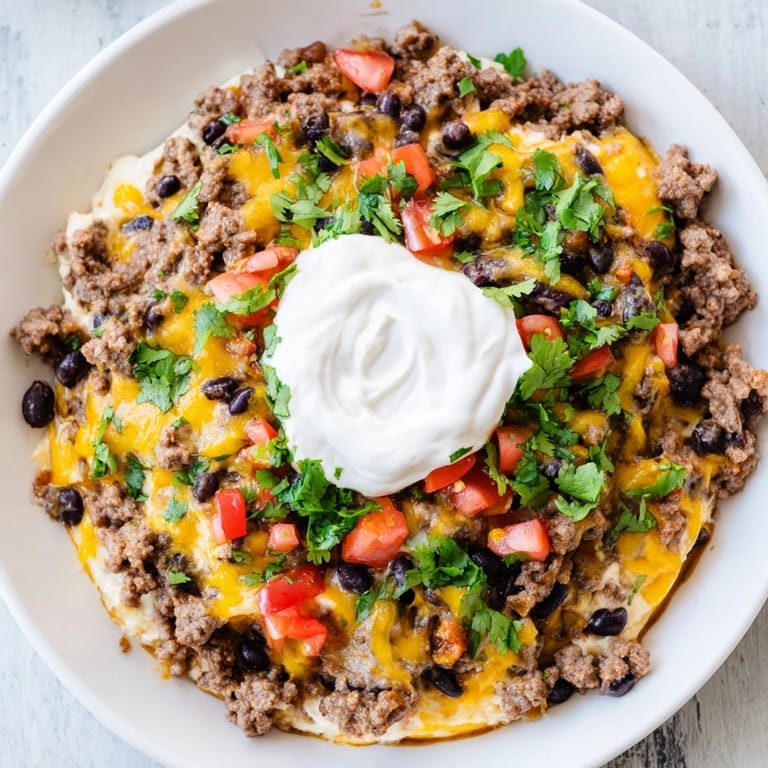 A close-up of Slow Cooker Cream Cheese Taco Dip, creamy and flavorful, perfect for sharing with friends.