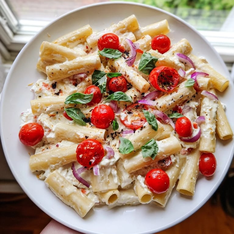 Golden, melted feta cheese blends perfectly with the pasta in this flavorful One-Pan Baked Feta Christmas Pasta.