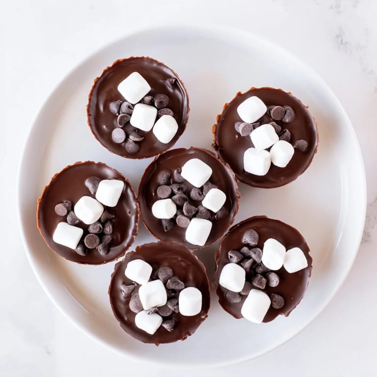 Rich, dark chocolate shells brimming with cocoa and marshmallows create delicious hot cocoa bomb cups.