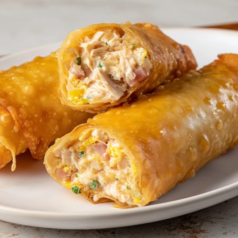 Perfectly fried and crispy: imagine these savory Crispy Chicken Greggs Egg Rolls ready to eat.