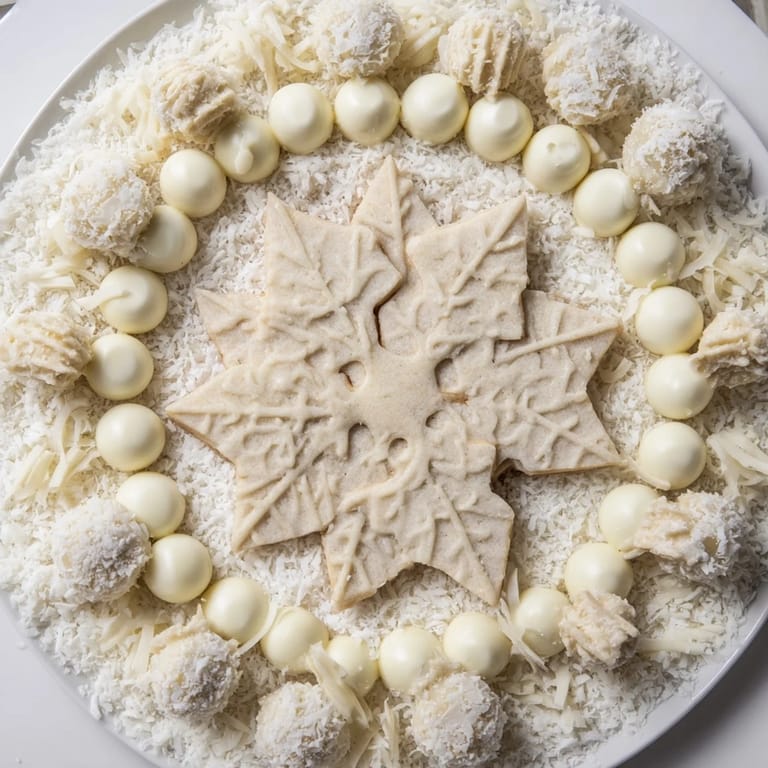 Imagine a snowy scene: this Snowflake Dessert Board is styled with fruits and cookies.